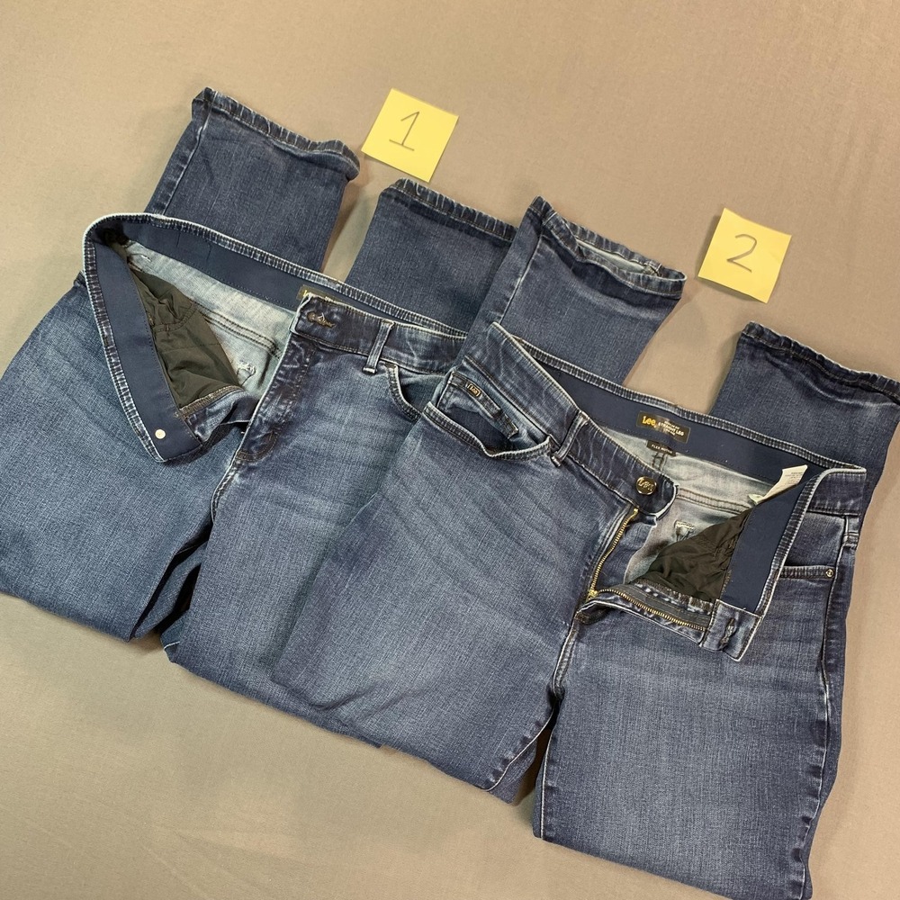 Lee Jeans Lot 2 Women 14 Short (34x28) Blue Mid Rise Straight Stretch Denim